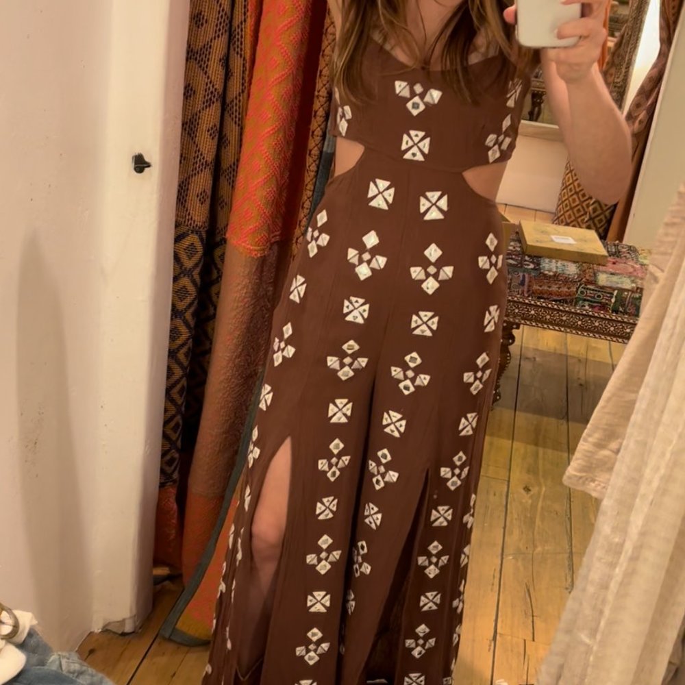 Free People Geo Daze Sleeveless Cutout Jumpsuit